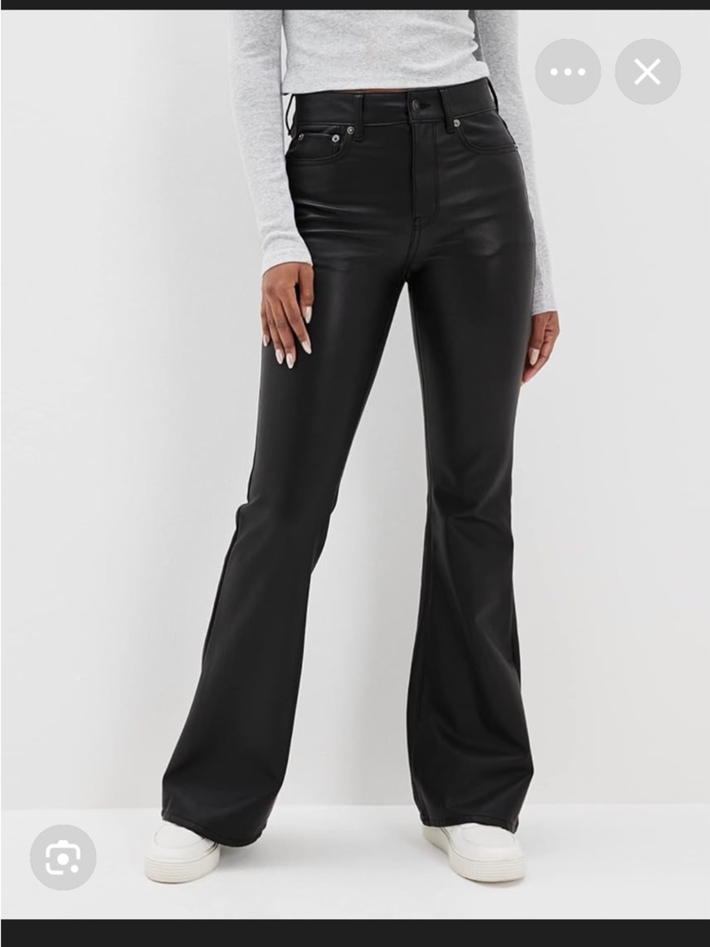 American Eagle Super High-Waisted vegan Leather Flare Pant